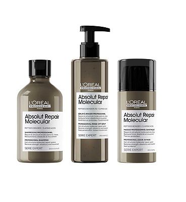 L'oral Professionnel Serie Expert Absolut Repair Molecular Shampoo, Rinse-off Serum and Leave-In Cream Routine