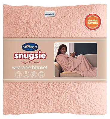 Silentnight Snugsie Wearable Teddy Fleece Blanket with Sleeves Blush