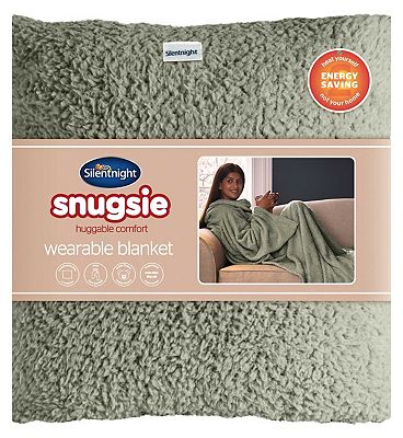 Silentnight Snugsie Wearable Teddy Fleece Blanket with Sleeves Sage