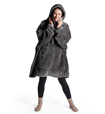 Silentnight Snugsie Oversized Hoody Charocal  Glitter