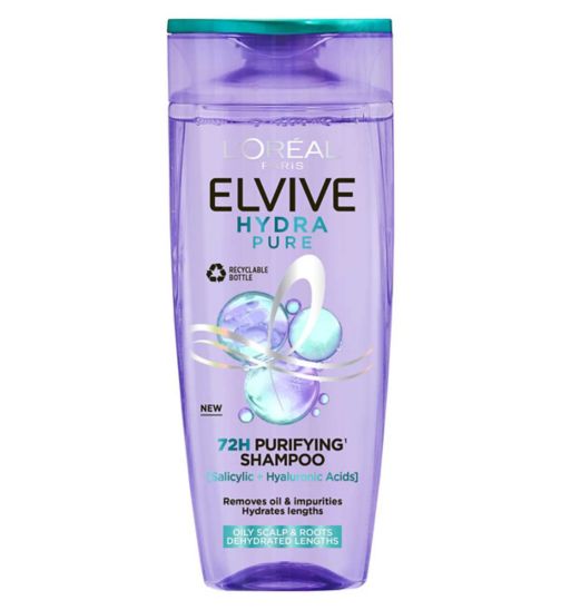 L’Oréal Paris Elvive Hydra Pure 72h Purifying Shampoo for Oily Scalp & Dehydrated Lengths 250ml