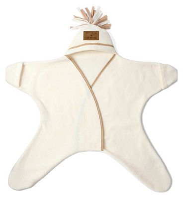 Clair de Lune Cream Star Fleece Baby Wrap Blanket