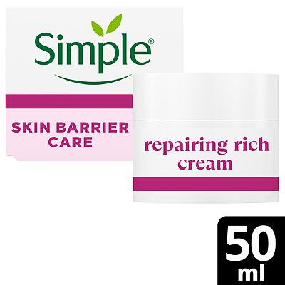 Simple Repairing Rich Cream Face Moisturiser with 22% Ceramide Boosters and Pro-Vitamin B5 50ml