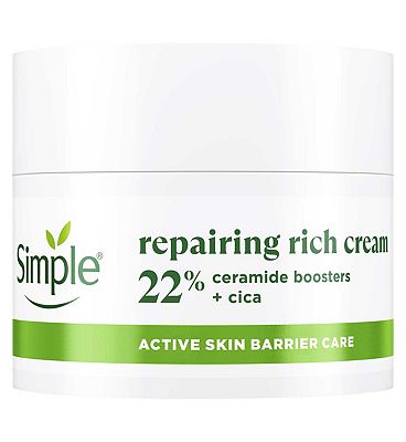 Simple Repairing Rich Cream Face Moisturiser with 22% Ceramide Boosters and Pro-Vitamin B5 50ml