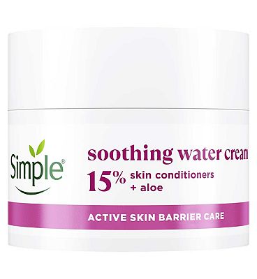 Simple Soothing Water Cream Face Moisturiser with 15% Skin Conditioners and Ceramide Boosters 50ml