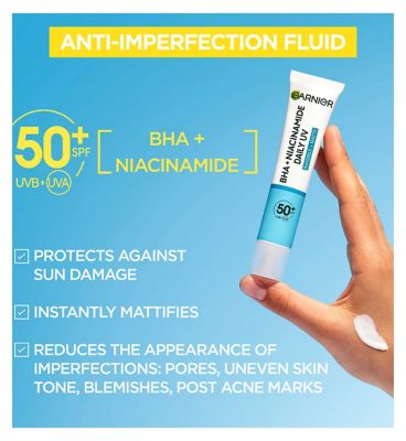<br/>Garnier Daily UV Niacinamide, BHA & AHA, Invisible + Matte - Anti-Imperfection Fluid SPF50+, 40ml (2)