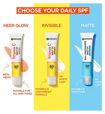 <br/>Garnier Daily UV Niacinamide, BHA & AHA, Invisible + Matte - Anti-Imperfection Fluid SPF50+, 40ml (6)