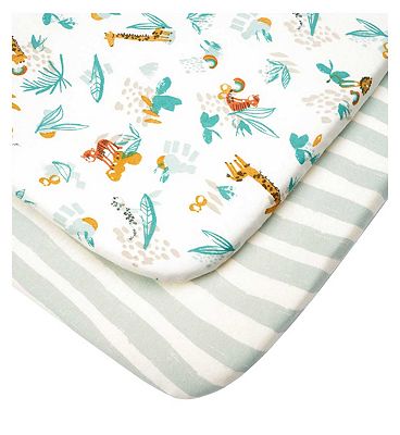 Tutti Bambini Bedside Crib Fitted Sheets 2pk - Run Wild