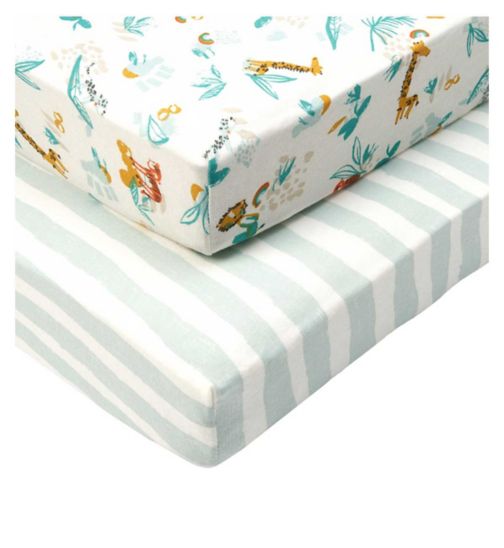 Tutti Bambini Cot Bed Fitted Sheets Run Wild 2pk