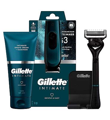 Gillette Intimate Trimmer Starter Set with Razor, Shave Cream and Cleanser