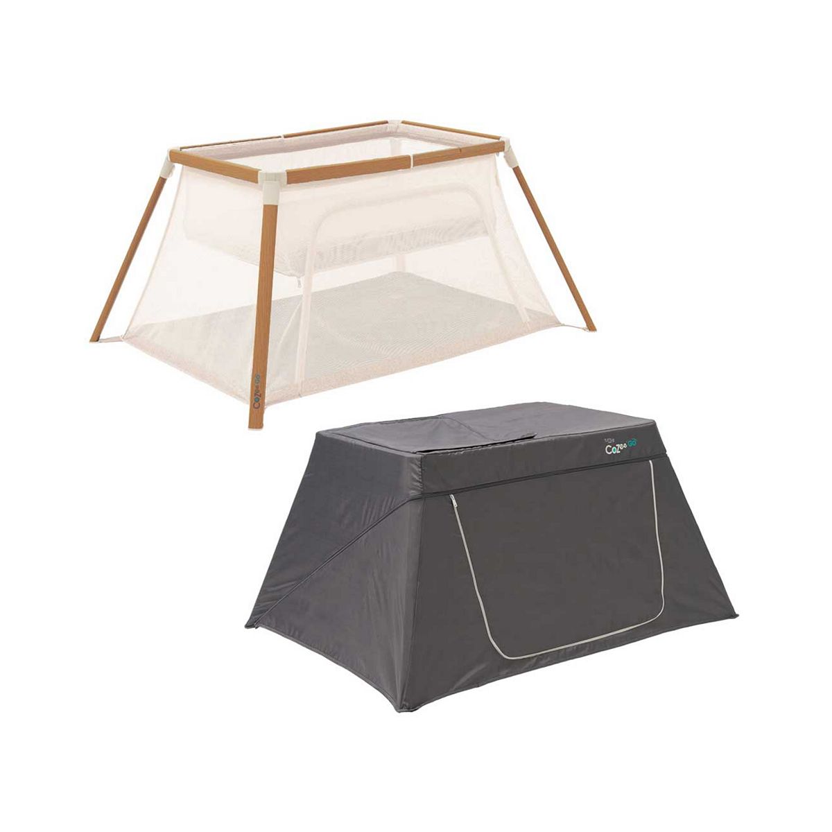 Tutti Bambini 3-In-1 Cozee Go Travel Cot And Playpen Day & Night Bundle Scandinavian Walnut/Ecru