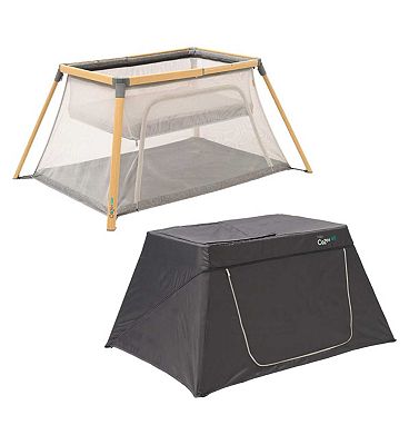 Tutti Bambini 3-In-1 Cozee Go Travel Cot And Playpen Day & Night Bundle Scandinavian Walnut/ecru