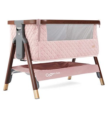 Tutti Bambini Cozee Luxe Bedside Crib Walnut/Blush