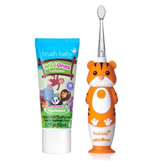 brush-baby WildOnes Tiger Rechargeable Toothbrush & WildOnes Applemint Toothpaste