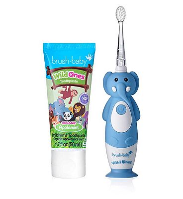 Brush-baby WildOnes Elephant Rechargeable Toothbrush & WildOnes Applemint Toothpaste