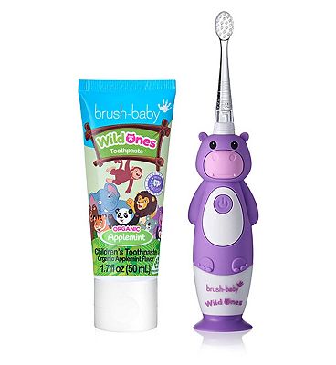 Brush-baby WildOnes Hippo Rechargeable Toothbrush & WildOnes Applemint Toothpaste