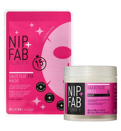 NIP+FAB salicylic acid fix night pads 80;NIP+FAB salicylic acid fix sht mask 25ml;Nip+Fab Salicylic Fix Mask 25ml;Nip+Fab Salicylic Fix Night Pads 80ml;Nip+Fab Salicylic Fix Treat & Tone Bundle