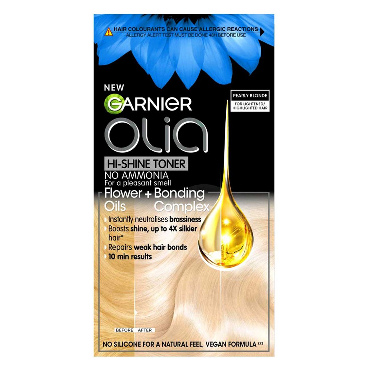 Garnier Olia 10.02 Pearly Toner: Hi-Shine, Neutralises Brassy Tones, For Luminous, Blonde, 243g
