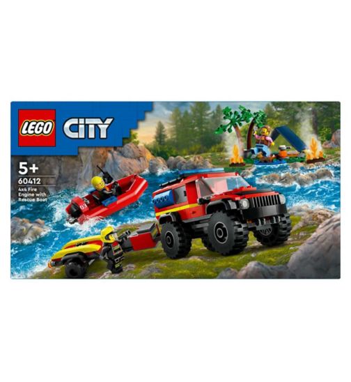 LEGO City 4x4 Fire Engine with Rescue Boat Toy