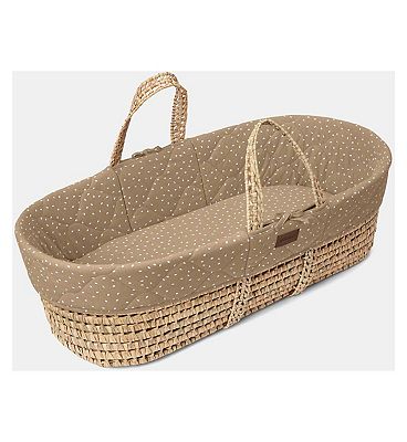 The Little Green Sheep Natural Quilted Moses Basket & Mattress - Truffle Rice