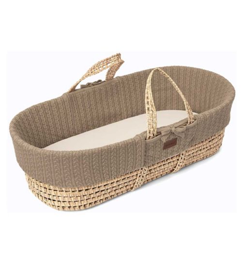 The Little Green Sheep Moses Basket and Static Stand Bundle - Knitted Truffle