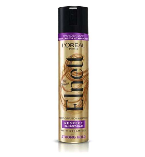 L'Oreal Hairspray by Elnett Care For Dry Damaged Hair Strong Hold Argan Oil Shine 75ml