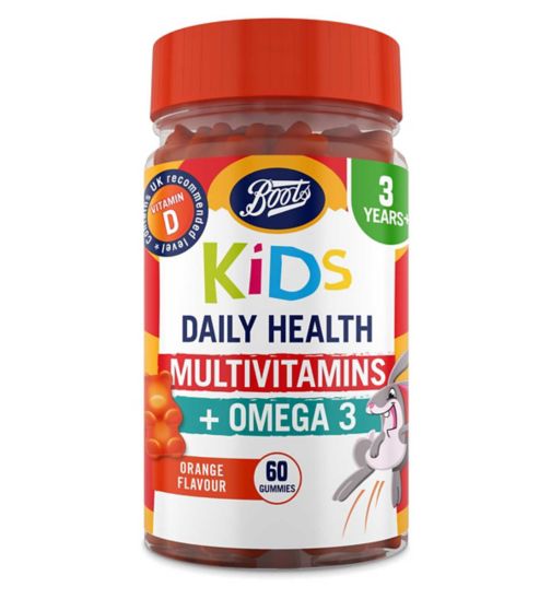 Boots 3 Years + Kids Daily Health Multivitamins + Omega 3, 60 Gummies