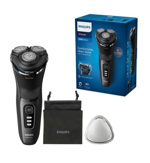Philips Wet & Dry Electric Shaver Series 3000 with 5D Flex & Pivot heads, Travel Pouch and Pop-up trimmer– S3244/12