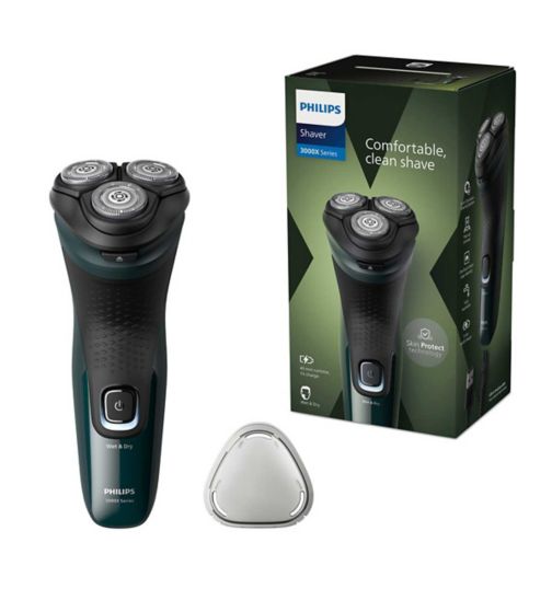 Philips Wet & Dry Electric Shaver Series 3000X with 27 PowerCut Blades, 4D Flex Heads and Pop-up Trimmer –  X3002/00
