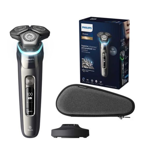 Philips Shaver S9000 Wet & Dry Electric Shaver with SkinIQ technology, with Charging stand and Travel case - S9974/35