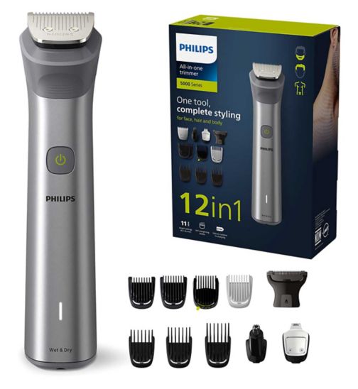 Philips Series 5000, 12-in-1 Multi Grooming Trimmer for Face, Head, and Body MG5940/15