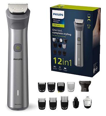 Philips Series 5000, 12-in-1 Multi Grooming Trimmer for Face, Head, and Body MG5940/15