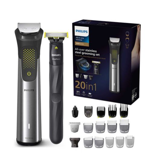 Philips Series 9000, 20-in-1 Ultimate Multi Grooming Trimmer for Face, Head, and Body MG9555/15