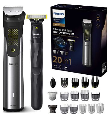 Philips Series 9000, 20-in-1 Ultimate Multi Grooming Trimmer for Face, Head, and Body MG9555/15