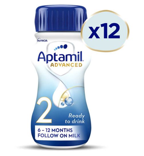 Aptamil Advanced 2 Follow on Baby Milk Formula Liquid 6-12 Months 200ml x 12;Aptamil Advanced 2 Follow-On Milk 200ml;Aptamil Profutura 2 FOM 200ml