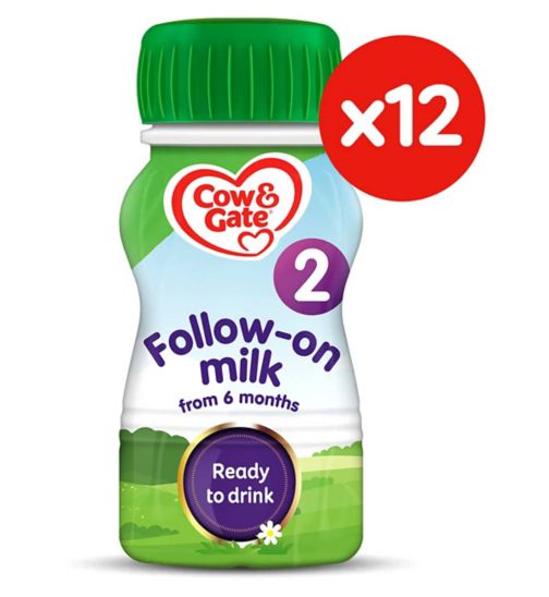 Cow & Gate 2 Follow on Baby Milk 200ml x 12;Cow & Gate 2 Follow-On Milk 200ml;Cow & Gate 2 Follow-On Milk 6M+ 200ml