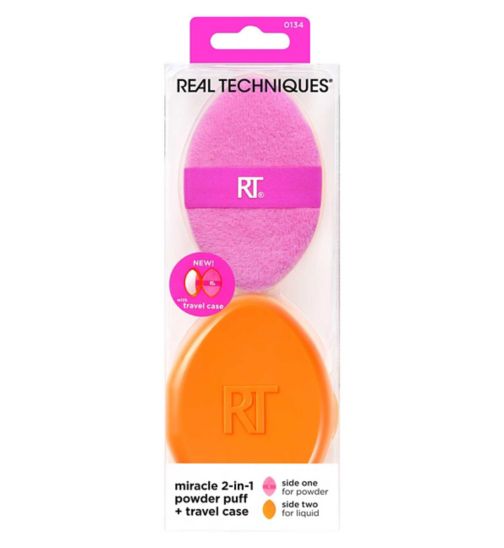 Real Techniques 2 In 1 Powder Puff & Case Set 