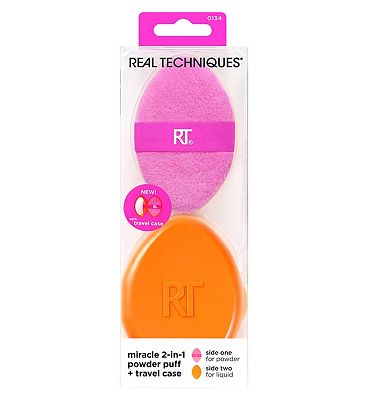 Real Techniques 2 In 1 Powder Puff & Case Set