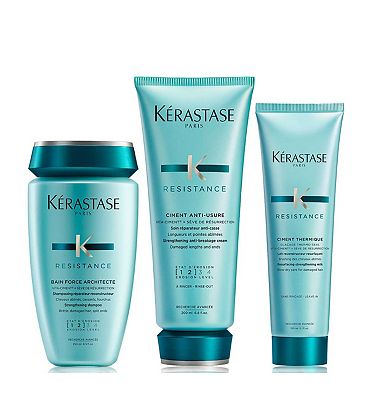 Krastase Resistance Shampoo, Conditioner and Hair Treatment, Strengthening Routine to Repair Dry Dam