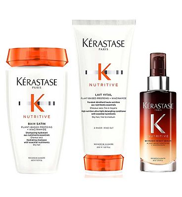 Krastase Nutritive Shampoo, Conditioner & Hair Serum Set, Hydrating Routine for Dry Hair Lacking Nut