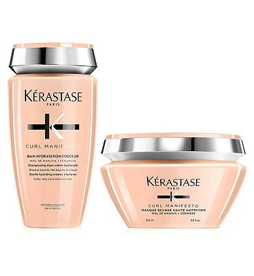 Krastase Curl Manifesto Shampoo and Hair Mask Duo for Curly and Coily Hair, With Manuka Honey and Ce