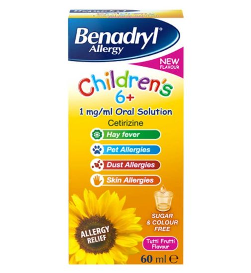 Benadryl Allergy Children’s 6+ 1mg/ml Oral Solution Tutti Frutti Flavour 60ml