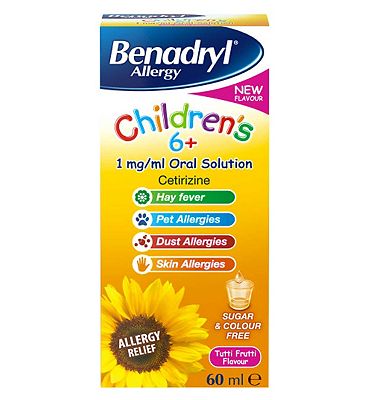 Benadryl Allergy Childrens 6+ 1mg/ml Oral Solution Tutti Frutti Flavour 60ml