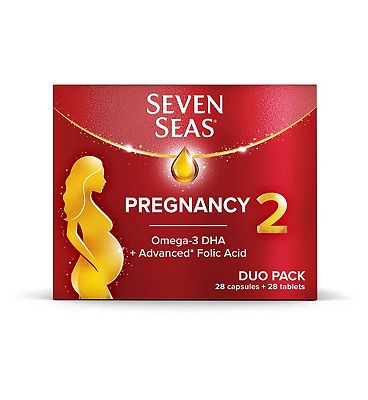 Seven Seas Pregnancy Vitamins with Omega-3 DHA and Advanced* Folic Acid - Duo Pack - 28 Capsules + 2
