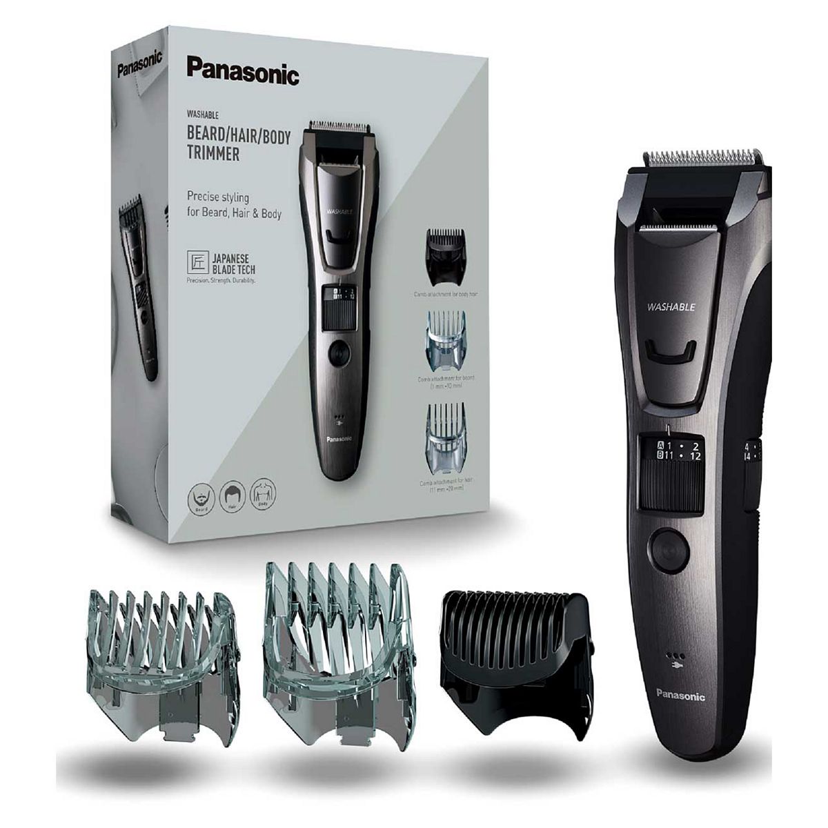 Panasonic Wet & Dry Electric Beard, Hair Body Trimmer, 3 Attachments, 39 Cutting Lengths, Er-Gb80, Sharpest Japanese Blades