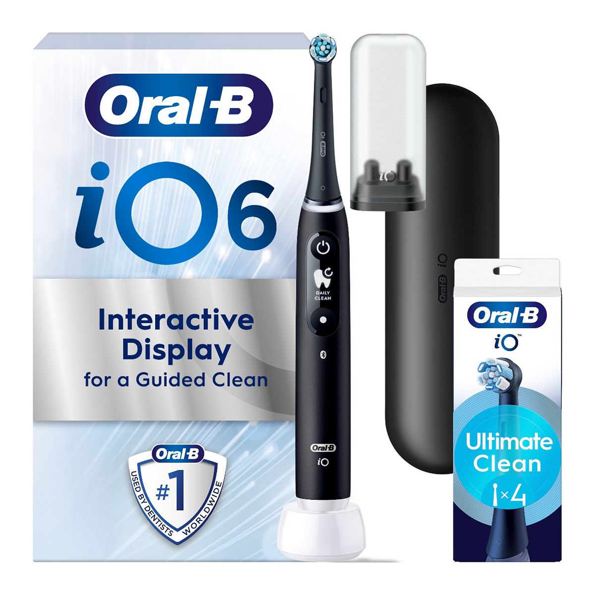 Oral B Oral-B Io6 Black Lava Electric Toothbrush + Io Ultimate Clean Heads 4 Pack Bundle