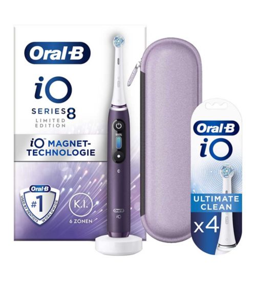 Oral-B Limited Edition iO 8 Electric Toothbrush Violet;Oral-B iO Ultimate Clean Toothbrush Heads 4Pack ;Oral-B iO8™ Electric Toothbrush Violet + iO™ Ultimate Clean White Replacement Electric Toothbrush Heads 4 Pack Bundle;Oral-B iO8™ Electric Toothbrush Violet Ametrine with Limited Edition Travel Case;Oral-B iO™ Ultimate Clean White Replacement Electric Toothbrush Heads 4 Pack