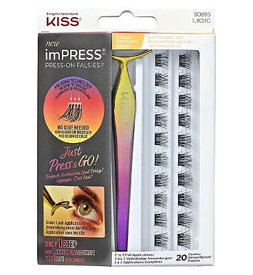Kiss imPRESS Press-On Falsies No-Glue False Eyelash Clusters Kit Natural