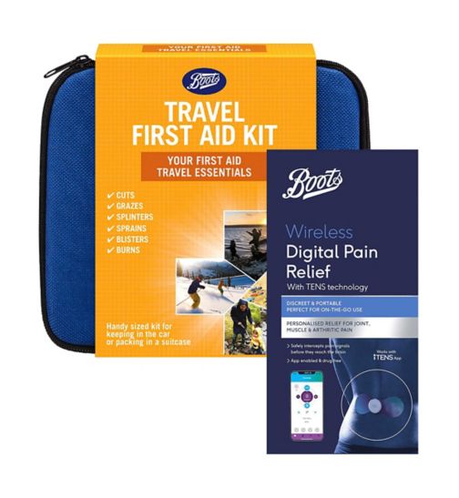 Boots Travel First Aid Kit;Boots Travel First Aid Kit;Boots Travel Pain Bundle;Boots Wireless Digital Pain Relief Device;Boots Wireless Digital Pain Relief with TENS technology