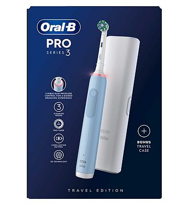 Oral-B Pro 3 3500 - Blue Electric Toothbrush & Travel Case